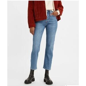 Levi's High Rise Button Fly Wedgie Straight Fit Raw‎ Hem Denim Jeans Size 25